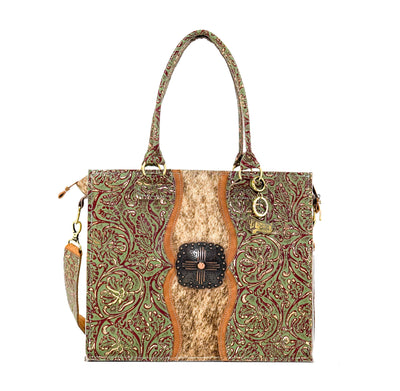 Clerk - Brindle w/ Cucumber Melon Tool-Clerk-Western-Cowhide-Bags-Handmade-Products-Gifts-Dancing Cactus Designs