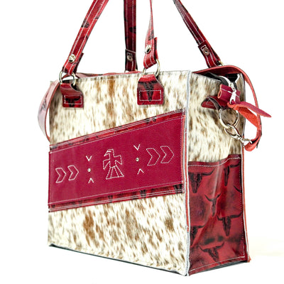 Clerk - Dapple w/ Red Skulls-Clerk-Western-Cowhide-Bags-Handmade-Products-Gifts-Dancing Cactus Designs