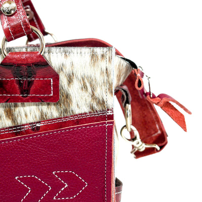 Clerk - Dapple w/ Red Skulls-Clerk-Western-Cowhide-Bags-Handmade-Products-Gifts-Dancing Cactus Designs