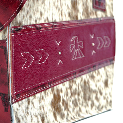 Clerk - Dapple w/ Red Skulls-Clerk-Western-Cowhide-Bags-Handmade-Products-Gifts-Dancing Cactus Designs