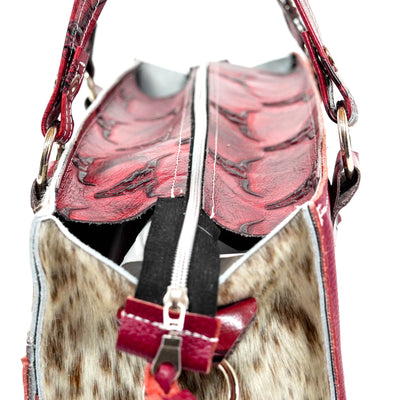 Clerk - Dapple w/ Red Skulls-Clerk-Western-Cowhide-Bags-Handmade-Products-Gifts-Dancing Cactus Designs