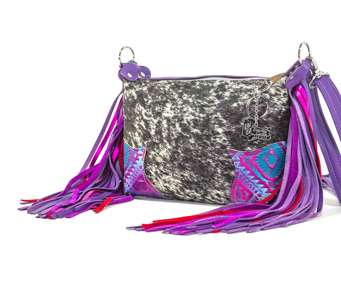 Cosmic Cowgirl - Black & White w/ Rio Aztec-Cosmic Cowgirl-Western-Cowhide-Bags-Handmade-Products-Gifts-Dancing Cactus Designs