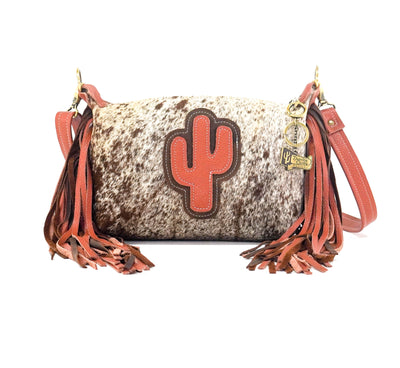 Cosmic Cowgirl - Chocolate & White w/ Sedona Leather-Cosmic Cowgirl-Western-Cowhide-Bags-Handmade-Products-Gifts-Dancing Cactus Designs