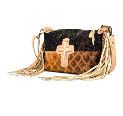Cosmic Cowgirl - Dark Brindle w/ Caramel Diamond Stitch-Cosmic Cowgirl-Western-Cowhide-Bags-Handmade-Products-Gifts-Dancing Cactus Designs