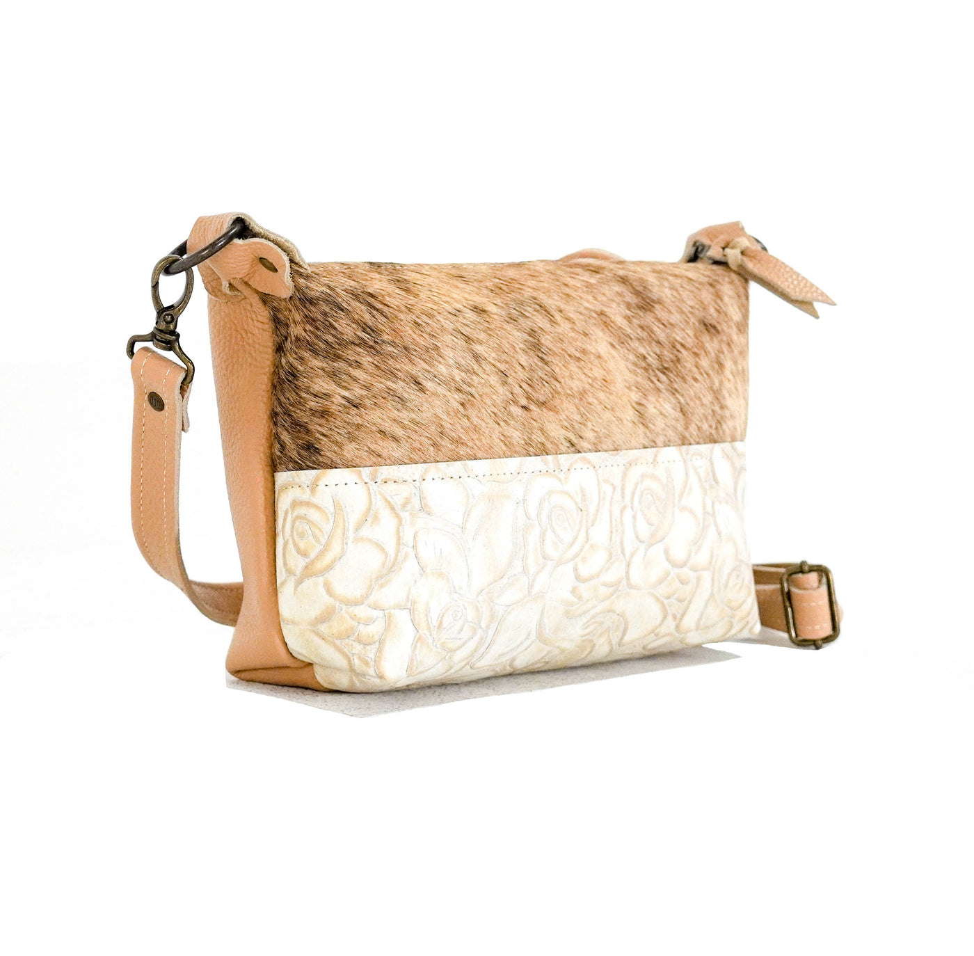 Cosmic Cowgirl - Light Brindle w/ Marshmallow Roses-Cosmic Cowgirl-Western-Cowhide-Bags-Handmade-Products-Gifts-Dancing Cactus Designs