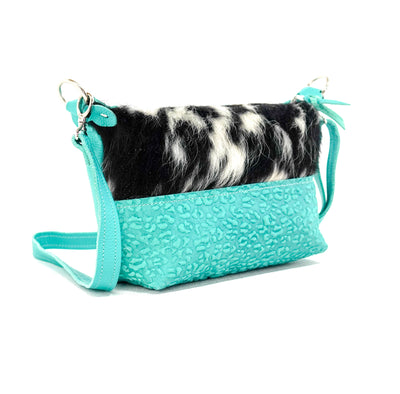 Cosmic Cowgirl - Tricolor w/ Turquoise Leopard-Cosmic Cowgirl-Western-Cowhide-Bags-Handmade-Products-Gifts-Dancing Cactus Designs