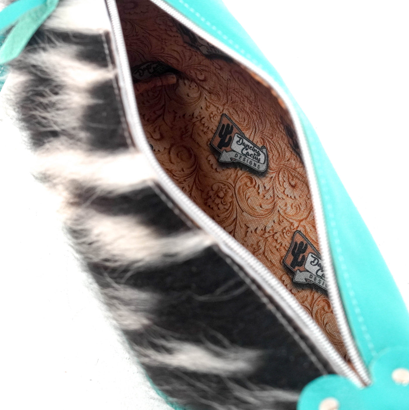 Cosmic Cowgirl - Tricolor w/ Turquoise Leopard-Cosmic Cowgirl-Western-Cowhide-Bags-Handmade-Products-Gifts-Dancing Cactus Designs