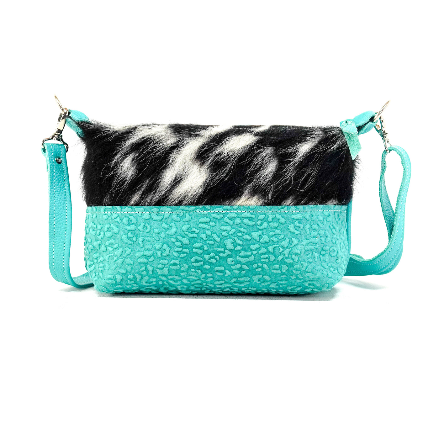 Cosmic Cowgirl - Tricolor w/ Turquoise Leopard-Cosmic Cowgirl-Western-Cowhide-Bags-Handmade-Products-Gifts-Dancing Cactus Designs