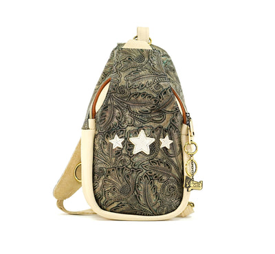 Sling Bag - All Embossed w/ Turquoise Autumn
