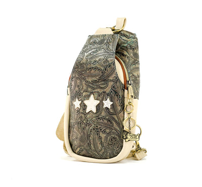 Sling Bag - All Embossed w/ Turquoise Autumn
