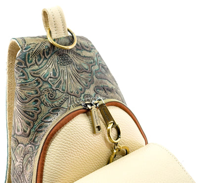 Sling Bag - All Embossed w/ Turquoise Autumn