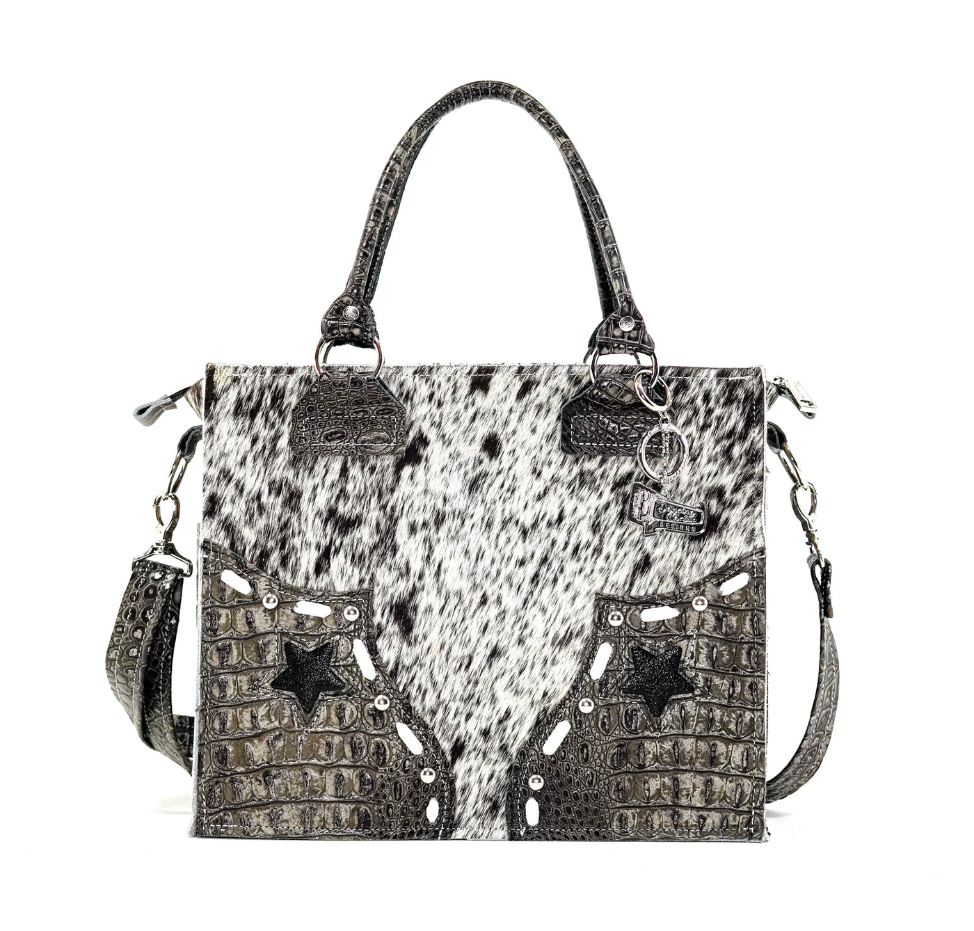 Minnie Pearl - Black & White w/ Smoke Show Croc