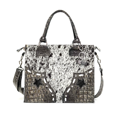 Minnie Pearl - Black & White w/ Smoke Show Croc