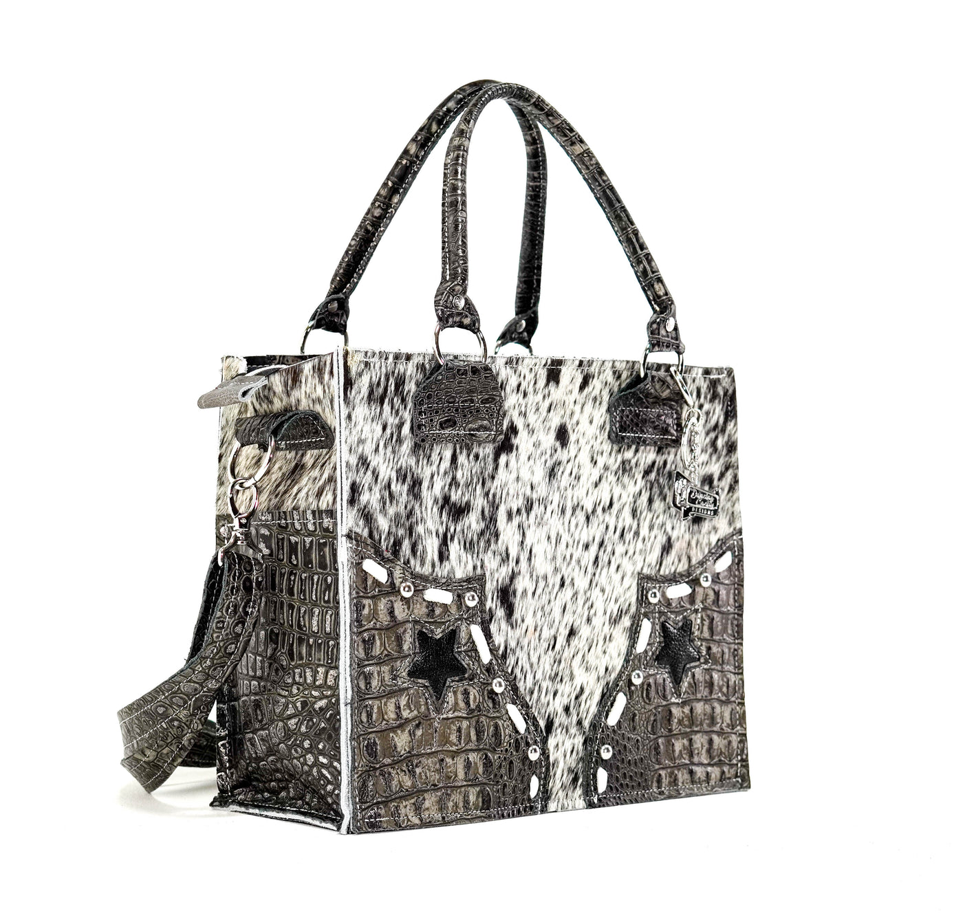 Minnie Pearl - Black & White w/ Smoke Show Croc