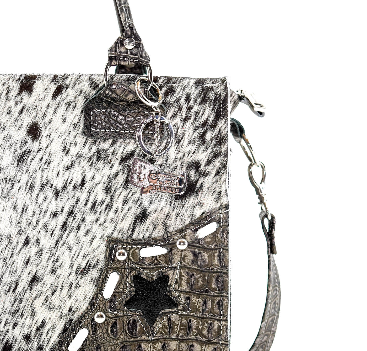 Minnie Pearl - Black & White w/ Smoke Show Croc
