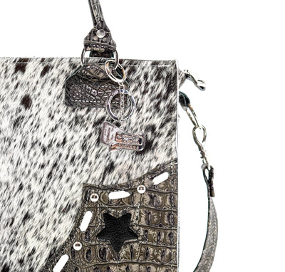 Minnie Pearl - Black & White w/ Smoke Show Croc