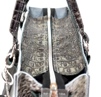 Minnie Pearl - Black & White w/ Smoke Show Croc