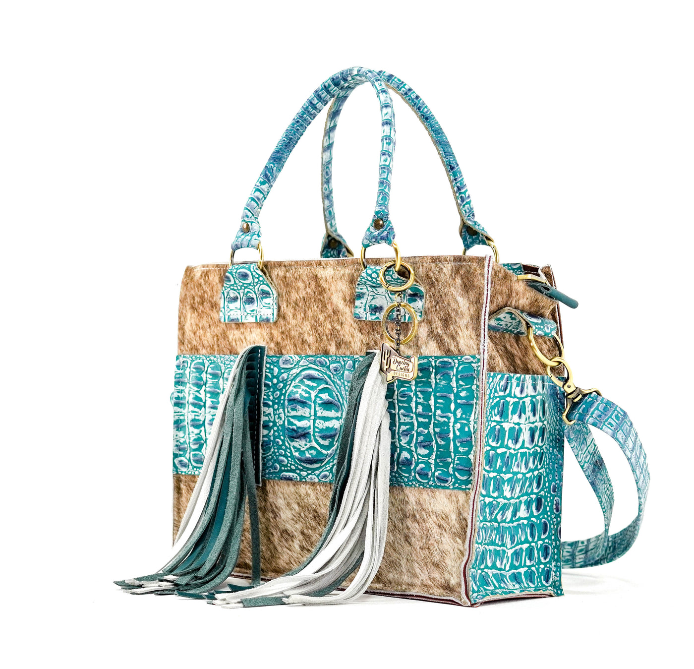 Minnie Pearl - Brindle w/ Turquoise Sand Croc