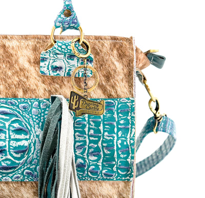 Minnie Pearl - Brindle w/ Turquoise Sand Croc