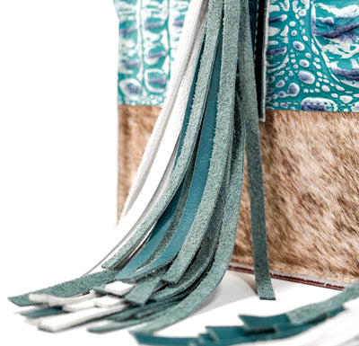 Minnie Pearl - Brindle w/ Turquoise Sand Croc