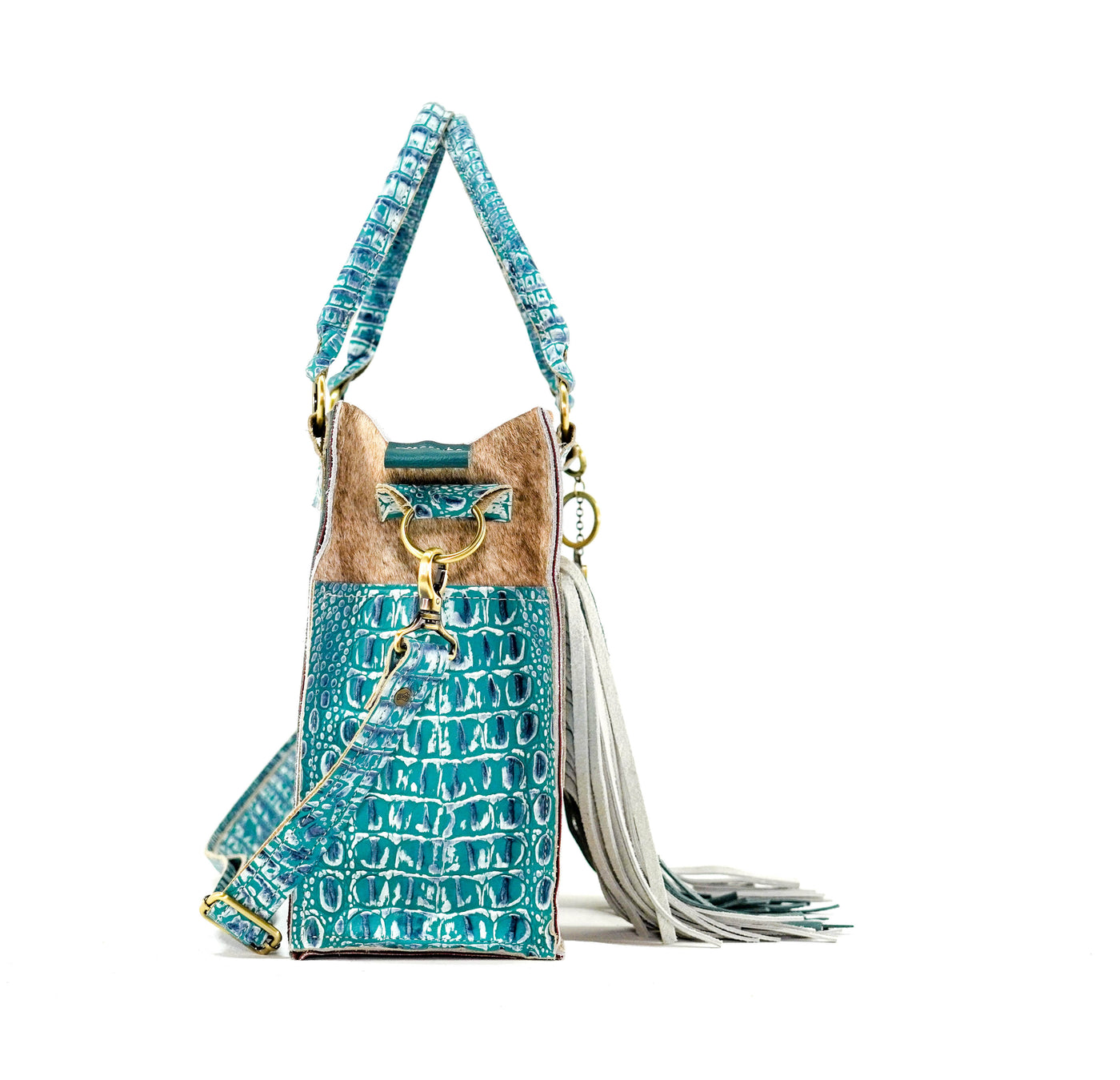 Minnie Pearl - Brindle w/ Turquoise Sand Croc