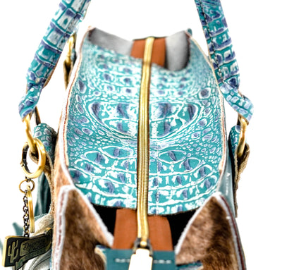 Minnie Pearl - Brindle w/ Turquoise Sand Croc