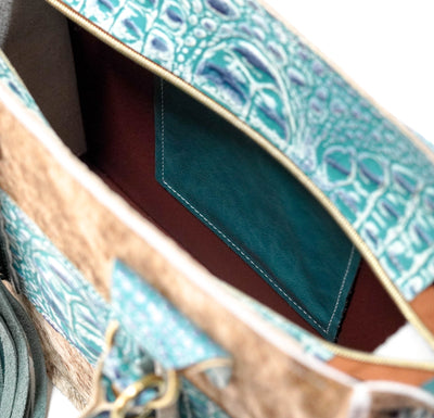 Minnie Pearl - Brindle w/ Turquoise Sand Croc