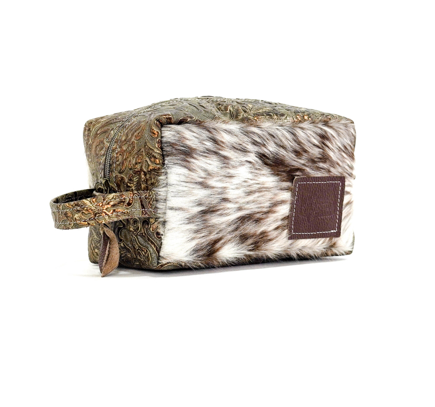 Dutton - Chocolate & White w/ Gilded Tool-Dutton-Western-Cowhide-Bags-Handmade-Products-Gifts-Dancing Cactus Designs