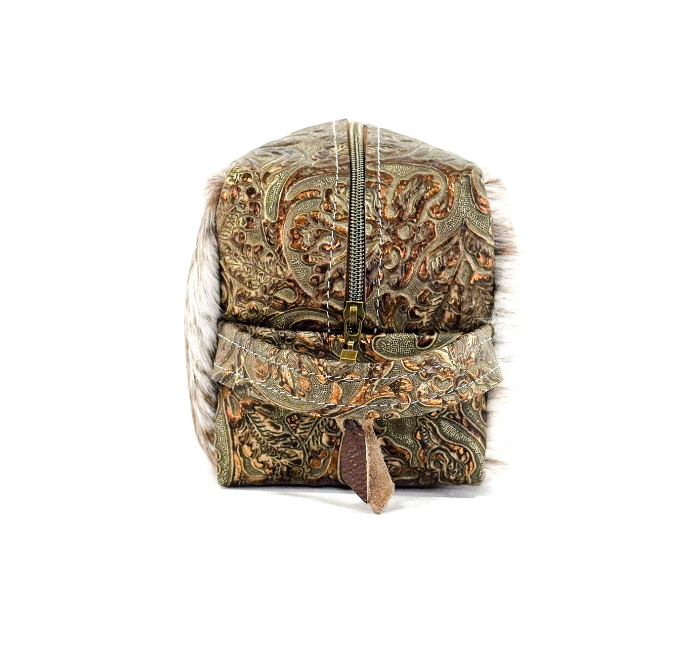 Dutton - Chocolate & White w/ Gilded Tool-Dutton-Western-Cowhide-Bags-Handmade-Products-Gifts-Dancing Cactus Designs