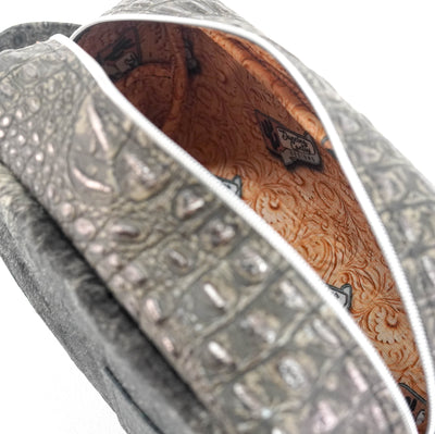 Dutton - Dark Brindle w/ Smoke Show Croc-Dutton-Western-Cowhide-Bags-Handmade-Products-Gifts-Dancing Cactus Designs