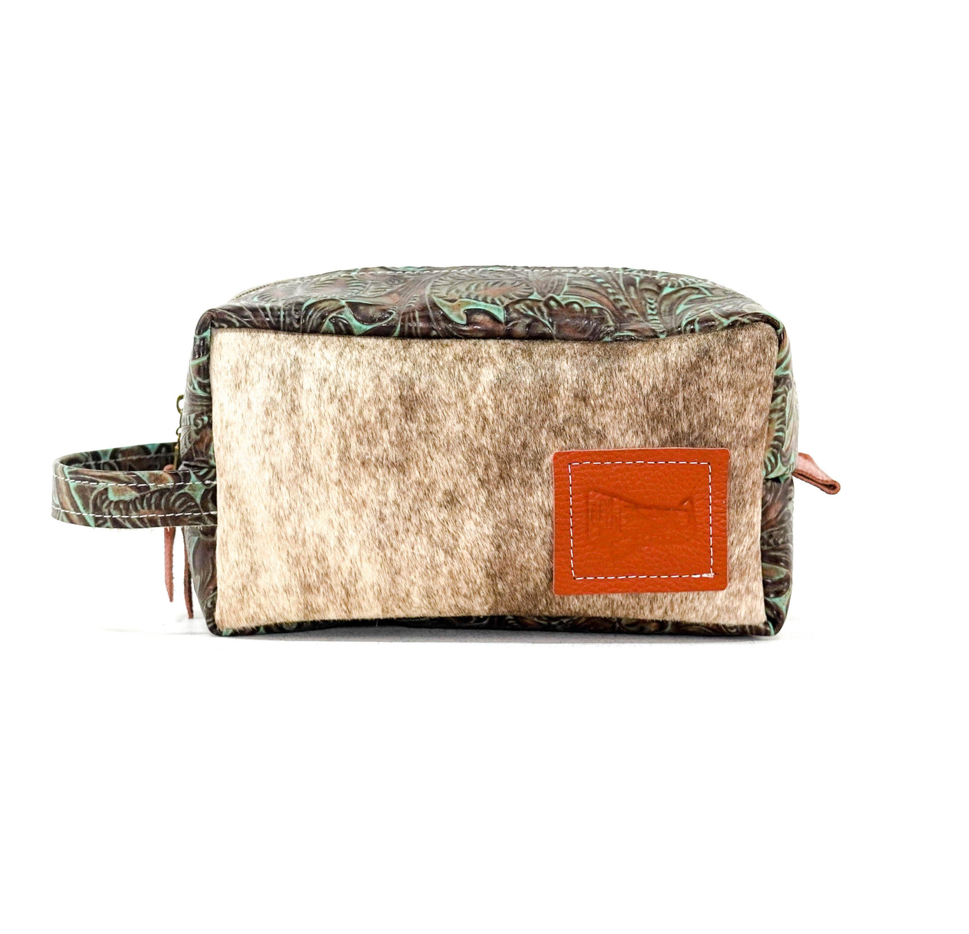Dutton - Light Brindle w/ Turquoise Dallas Tool-Dutton-Western-Cowhide-Bags-Handmade-Products-Gifts-Dancing Cactus Designs
