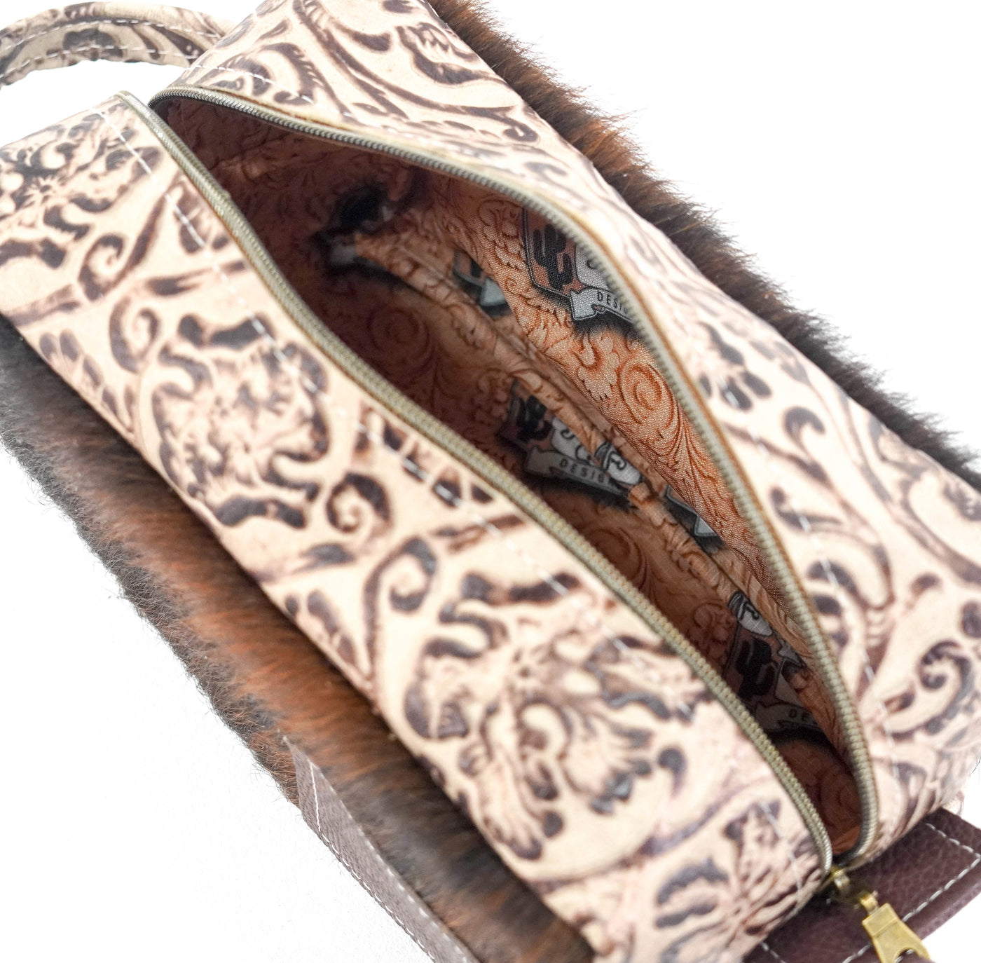 Dutton - Red Brindle w/ Ivory Tool-Dutton-Western-Cowhide-Bags-Handmade-Products-Gifts-Dancing Cactus Designs