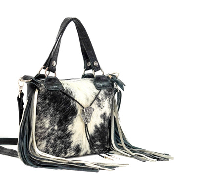 Fancy Annie - Black & White w/ No Embossed-Fancy Annie-Western-Cowhide-Bags-Handmade-Products-Gifts-Dancing Cactus Designs