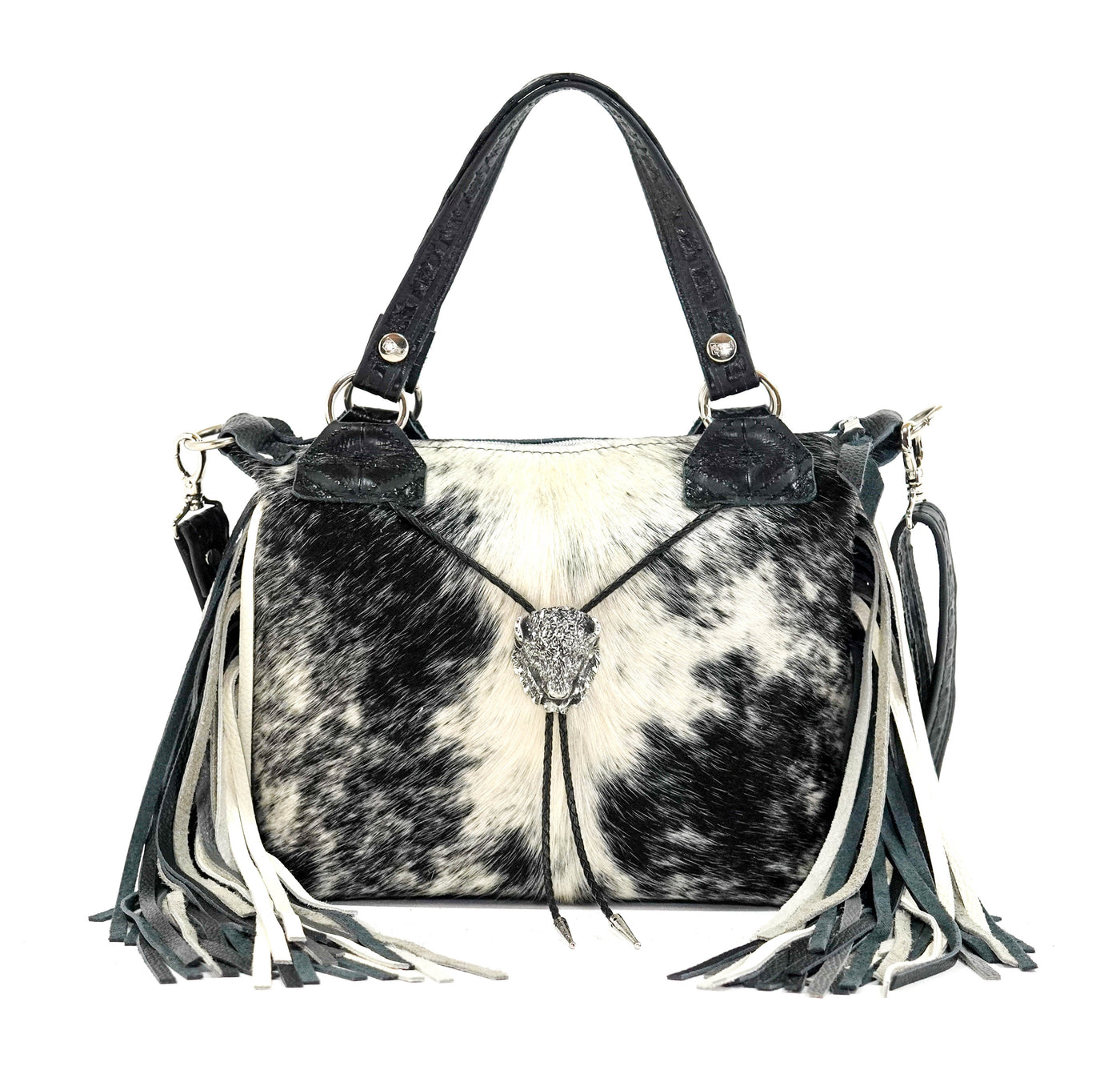 Fancy Annie - Black & White w/ No Embossed-Fancy Annie-Western-Cowhide-Bags-Handmade-Products-Gifts-Dancing Cactus Designs