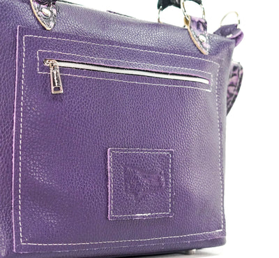 Fancy Annie - Black & White w/ Purple Roses-Fancy Annie-Western-Cowhide-Bags-Handmade-Products-Gifts-Dancing Cactus Designs