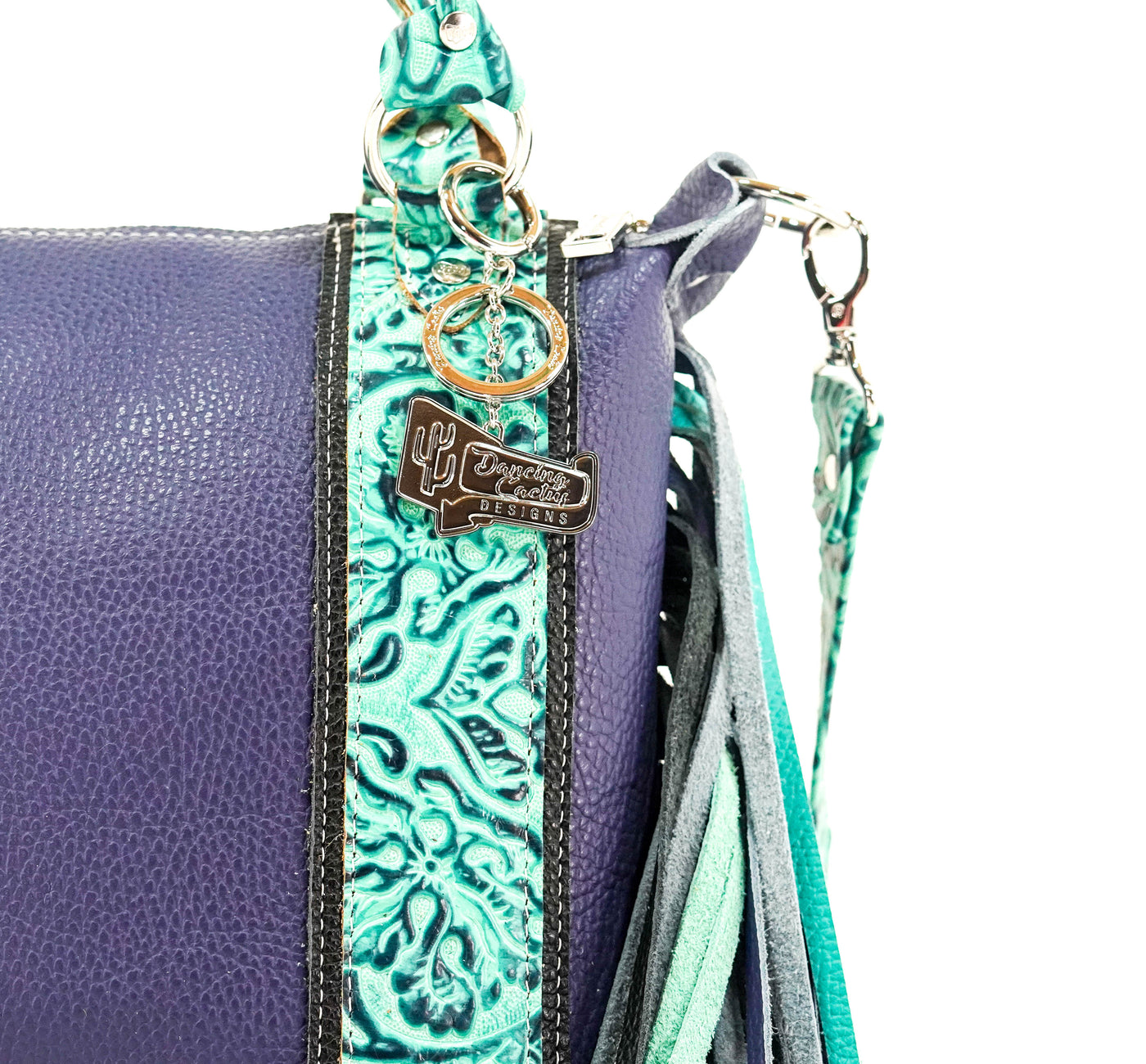 Fancy Annie - Navy Leather w/ Sea Glass Tool-Fancy Annie-Western-Cowhide-Bags-Handmade-Products-Gifts-Dancing Cactus Designs