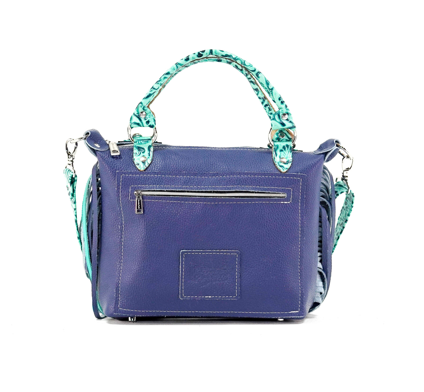 Fancy Annie - Navy Leather w/ Sea Glass Tool-Fancy Annie-Western-Cowhide-Bags-Handmade-Products-Gifts-Dancing Cactus Designs