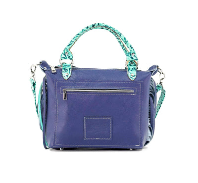 Fancy Annie - Navy Leather w/ Sea Glass Tool-Fancy Annie-Western-Cowhide-Bags-Handmade-Products-Gifts-Dancing Cactus Designs