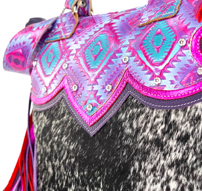 Fancy Oakley - Black & White w/ Rio Aztec-Fancy Oakley-Western-Cowhide-Bags-Handmade-Products-Gifts-Dancing Cactus Designs
