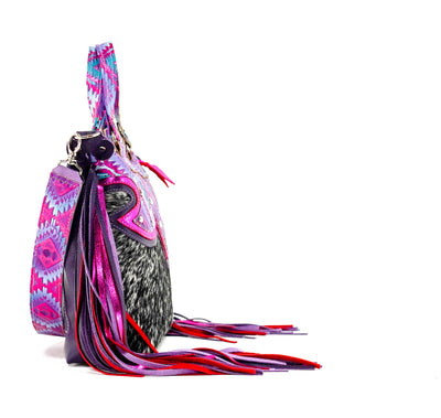 Fancy Oakley - Black & White w/ Rio Aztec-Fancy Oakley-Western-Cowhide-Bags-Handmade-Products-Gifts-Dancing Cactus Designs