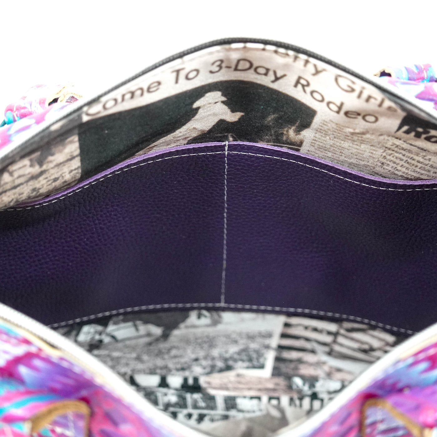 Fancy Oakley - Black & White w/ Rio Aztec-Fancy Oakley-Western-Cowhide-Bags-Handmade-Products-Gifts-Dancing Cactus Designs