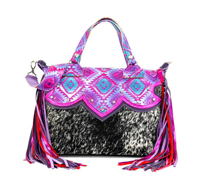 Fancy Oakley - Black & White w/ Rio Aztec-Fancy Oakley-Western-Cowhide-Bags-Handmade-Products-Gifts-Dancing Cactus Designs