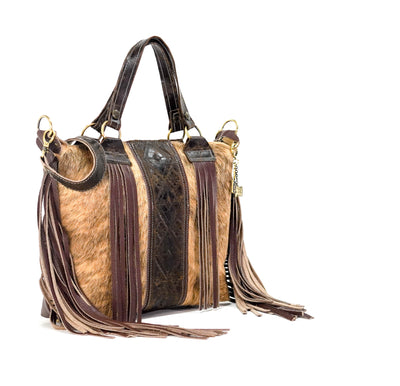 Fancy Oakley - Brindle w/ Walnut Navajo-Fancy Oakley-Western-Cowhide-Bags-Handmade-Products-Gifts-Dancing Cactus Designs