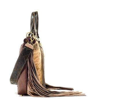 Fancy Oakley - Brindle w/ Walnut Navajo-Fancy Oakley-Western-Cowhide-Bags-Handmade-Products-Gifts-Dancing Cactus Designs