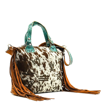 Fancy Oakley - Chocolate-Spotted Brindle w/ No Embossed-Fancy Oakley-Western-Cowhide-Bags-Handmade-Products-Gifts-Dancing Cactus Designs
