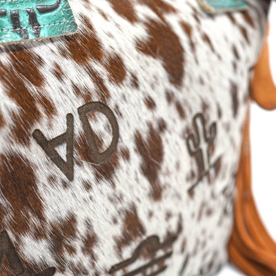 Fancy Oakley - Chocolate-Spotted Brindle w/ No Embossed-Fancy Oakley-Western-Cowhide-Bags-Handmade-Products-Gifts-Dancing Cactus Designs
