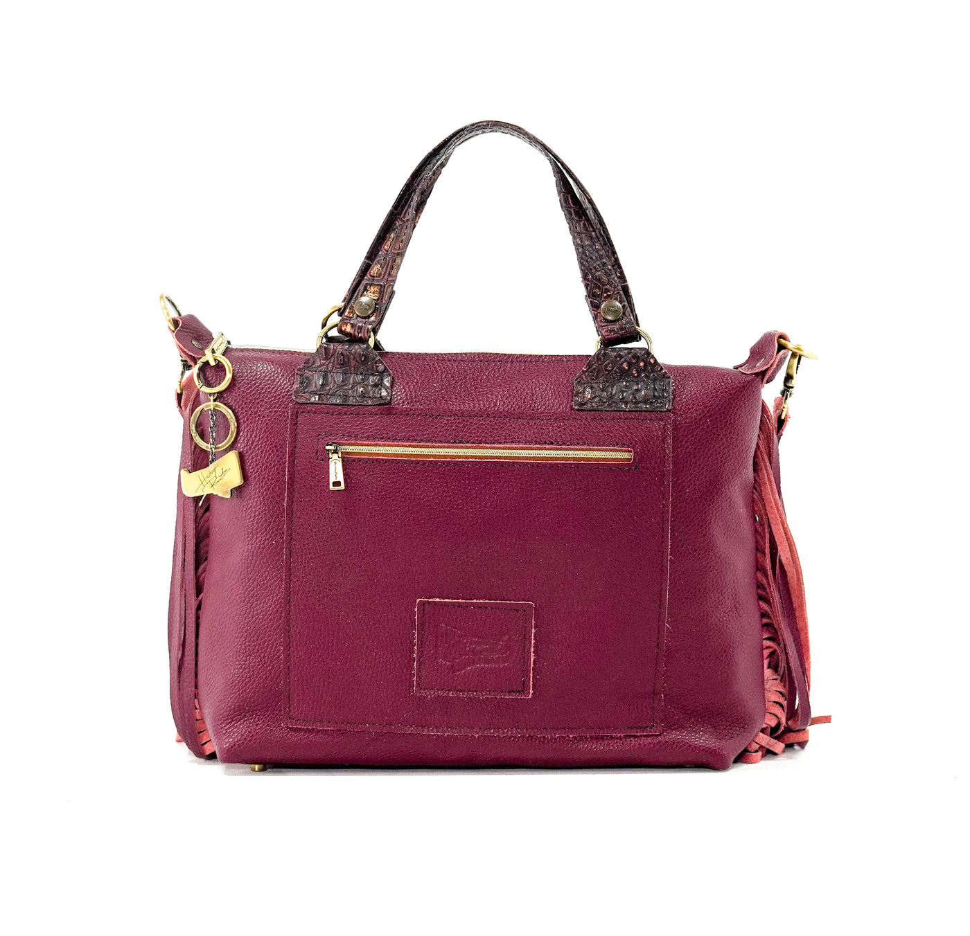 Fancy Oakley - Dark Brindle w/ Burgundy Croc-Fancy Oakley-Western-Cowhide-Bags-Handmade-Products-Gifts-Dancing Cactus Designs