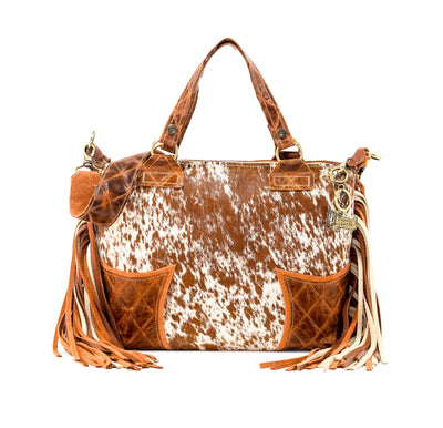 Fancy Oakley - Longhorn w/ Caramel Diamond Stitch-Fancy Oakley-Western-Cowhide-Bags-Handmade-Products-Gifts-Dancing Cactus Designs