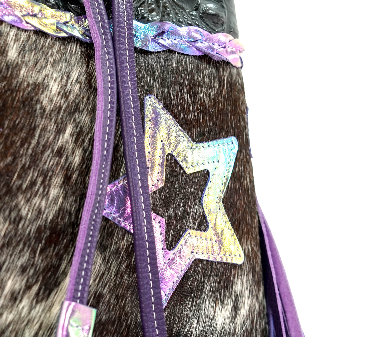 Gabby - Black & White w/ Onyx Croc-Gabby-Western-Cowhide-Bags-Handmade-Products-Gifts-Dancing Cactus Designs