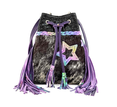 Gabby - Black & White w/ Onyx Croc-Gabby-Western-Cowhide-Bags-Handmade-Products-Gifts-Dancing Cactus Designs